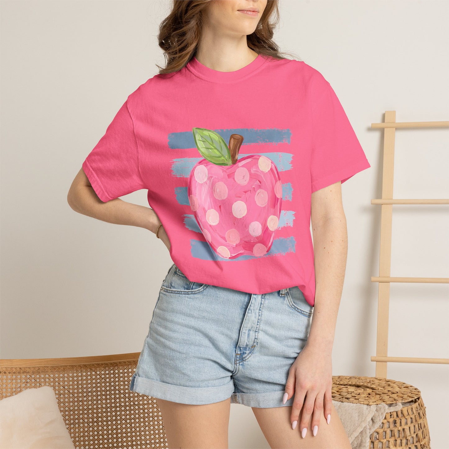 Polka Dot Apple T-Shirt — Whimsical Teacher & Back-to-School Tee