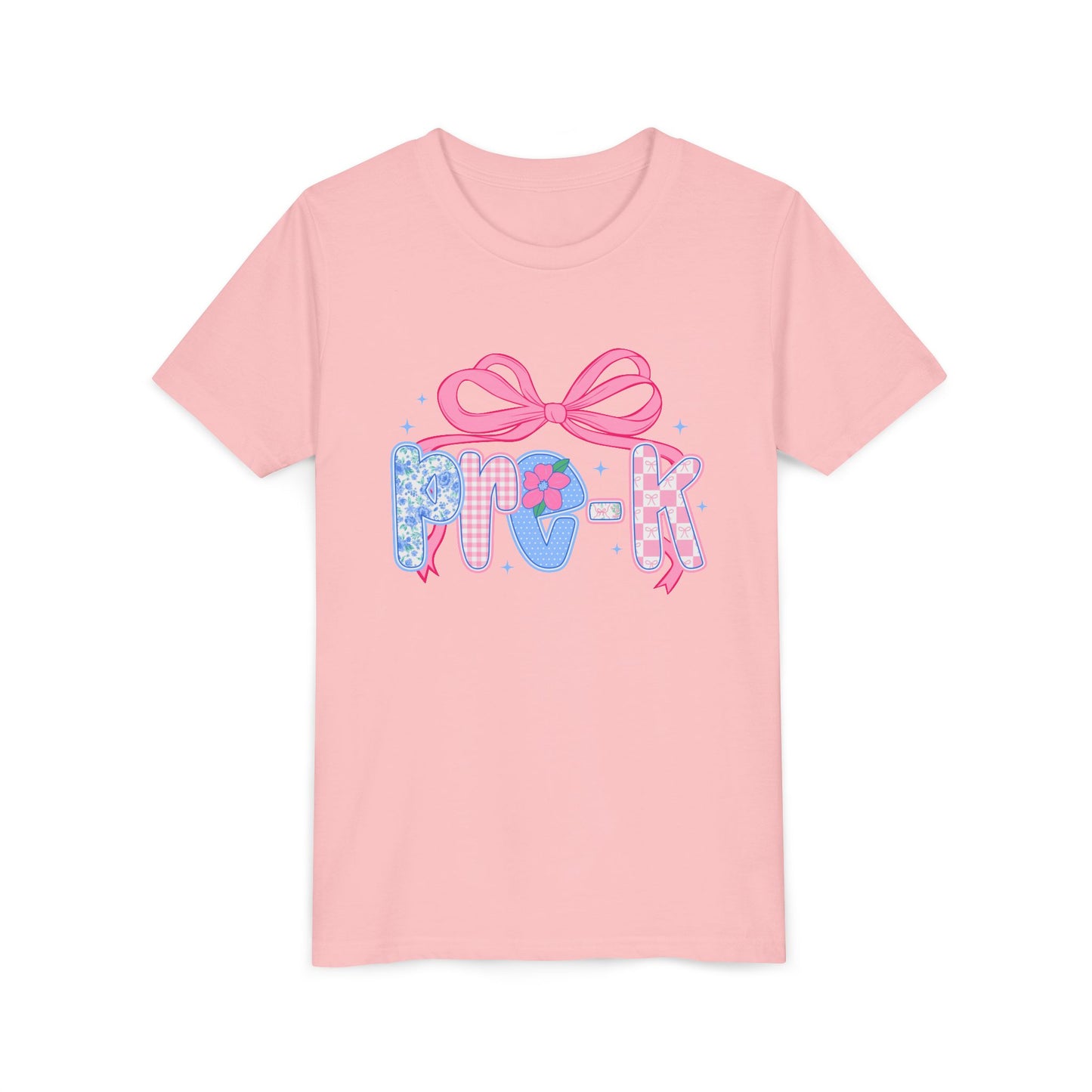 Youth Tee — Pink Bow Pastel Graphic Kids T-Shirt