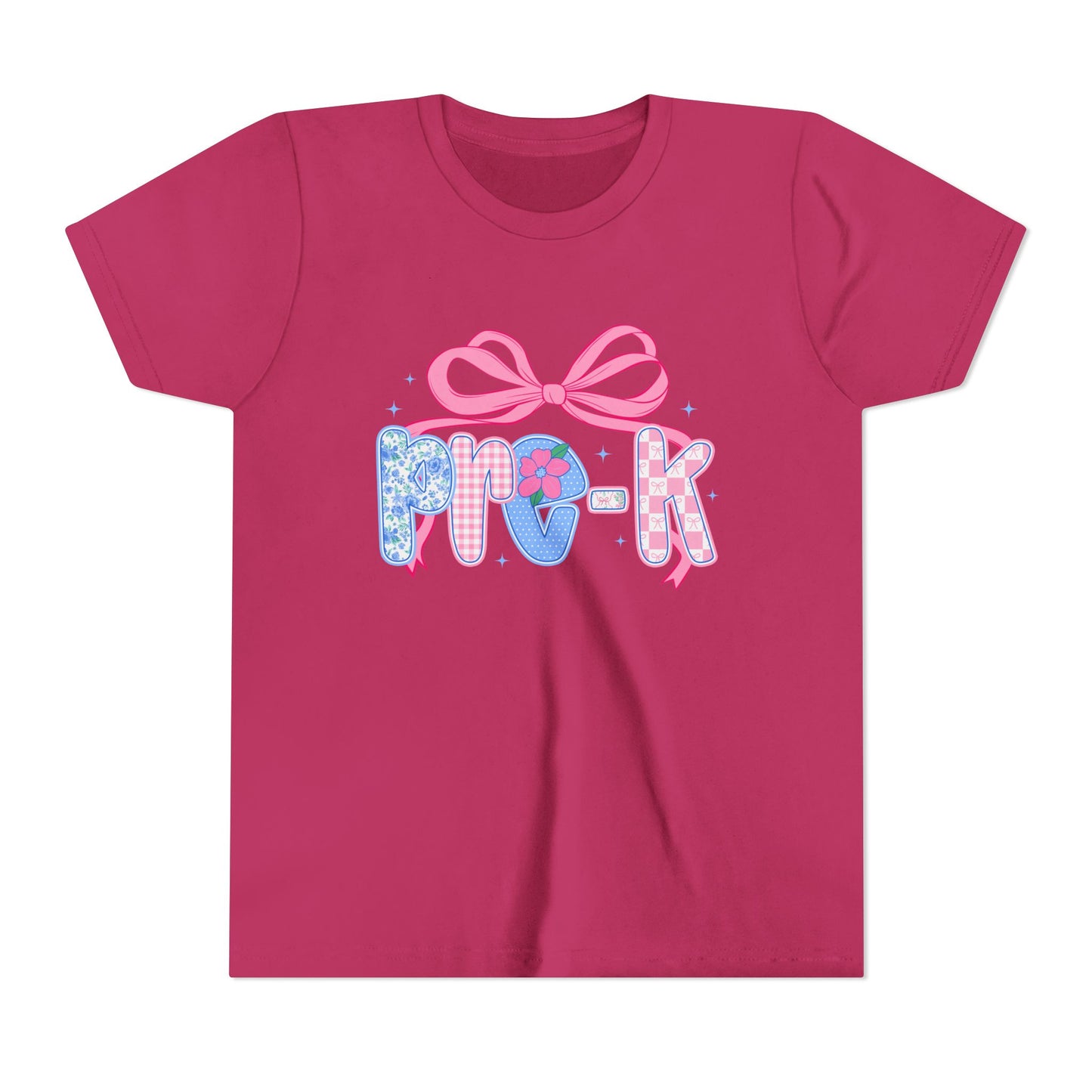 Youth Tee — Pink Bow Pastel Graphic Kids T-Shirt