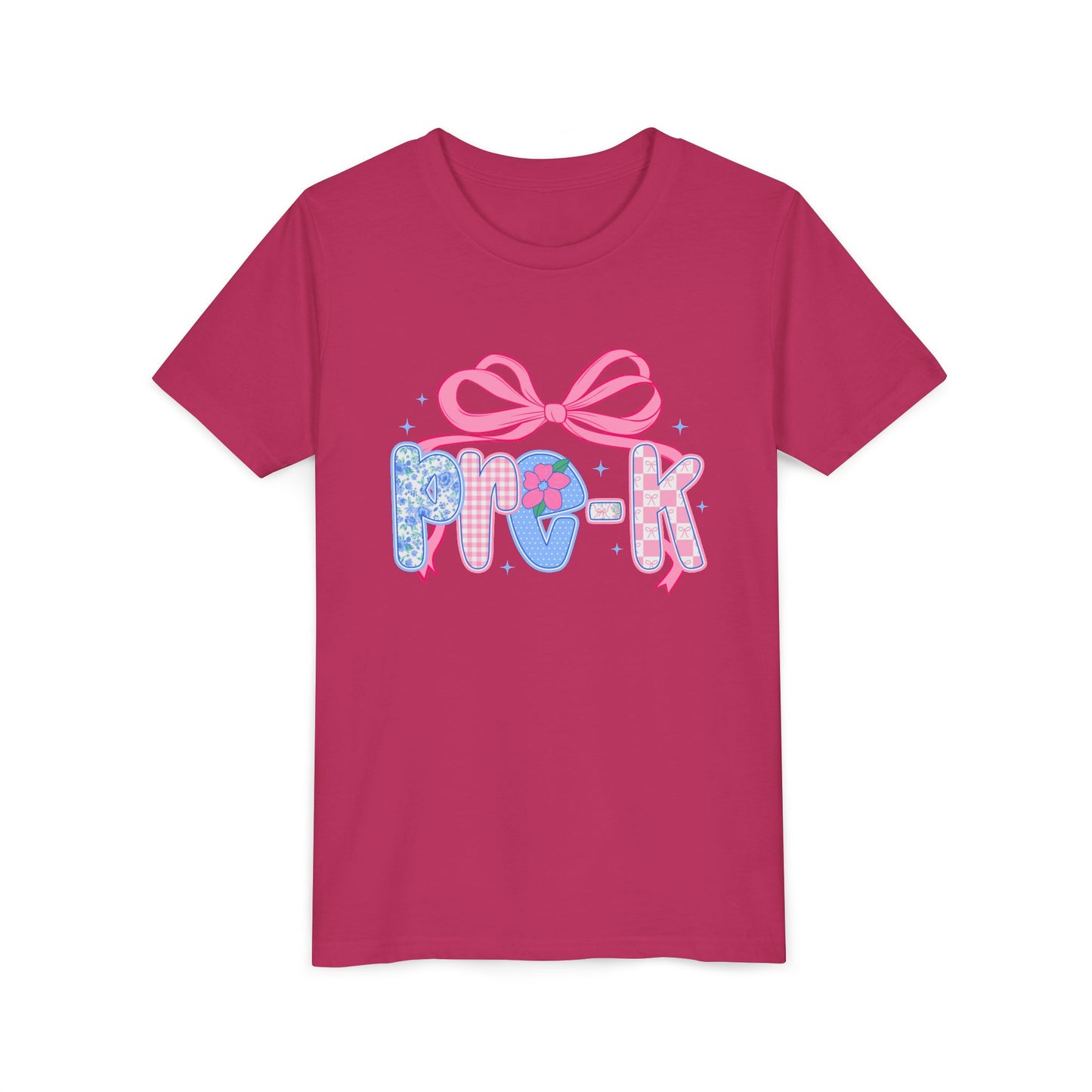 Youth Tee — Pink Bow Pastel Graphic Kids T-Shirt