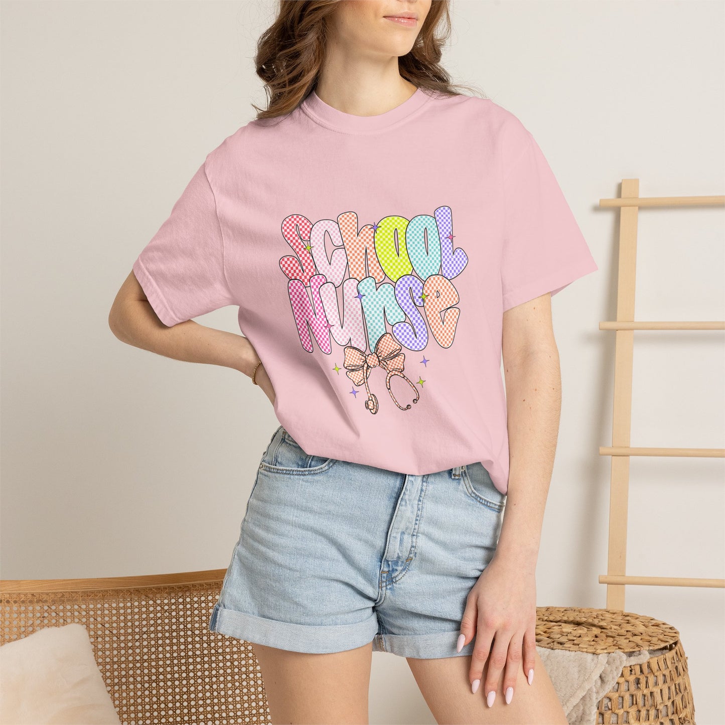 School Nurse T-Shirt — Cute Pastel Stethoscope Graphic Tee