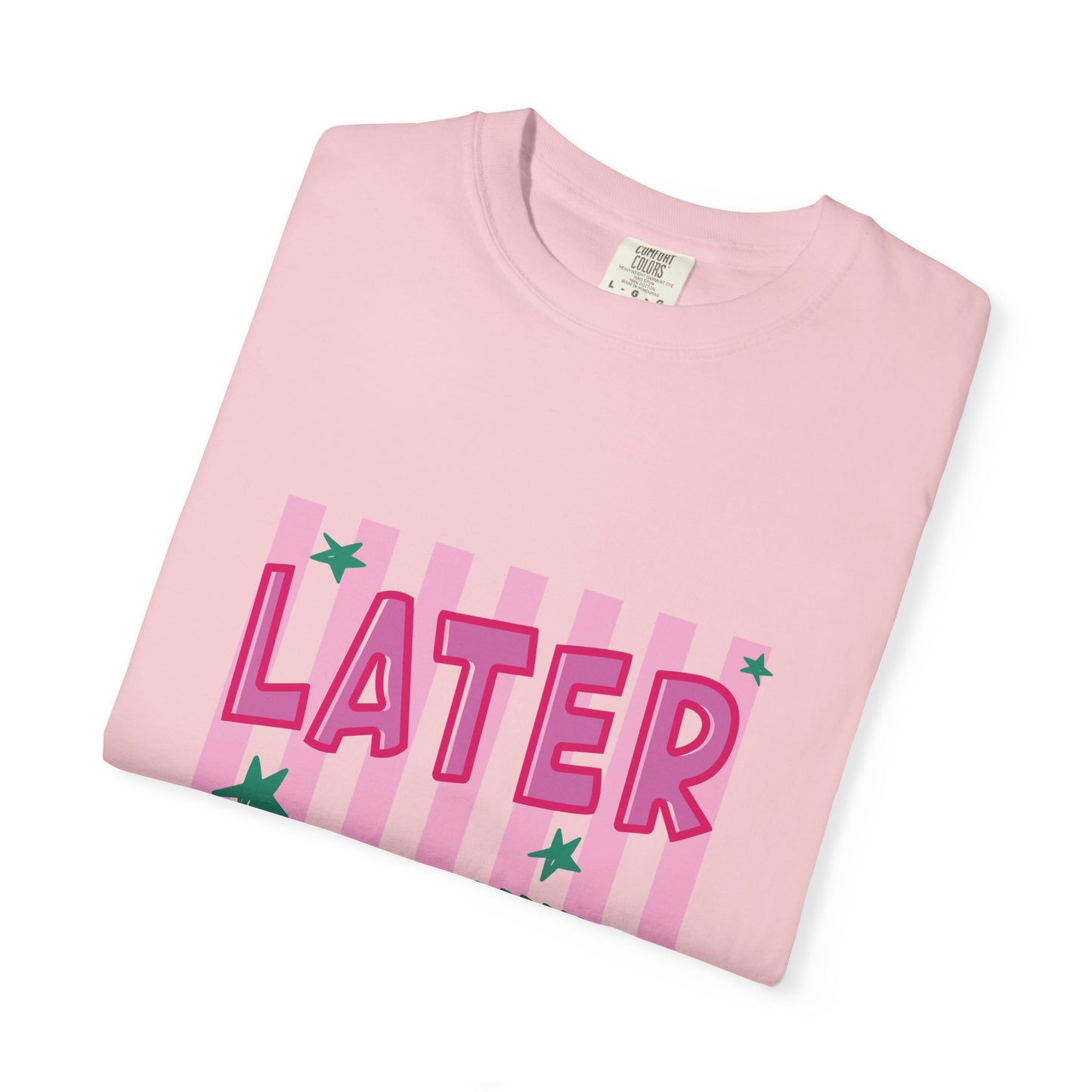 Later While T-Shirt — Retro Pink Striped Alligator Graphic Tee