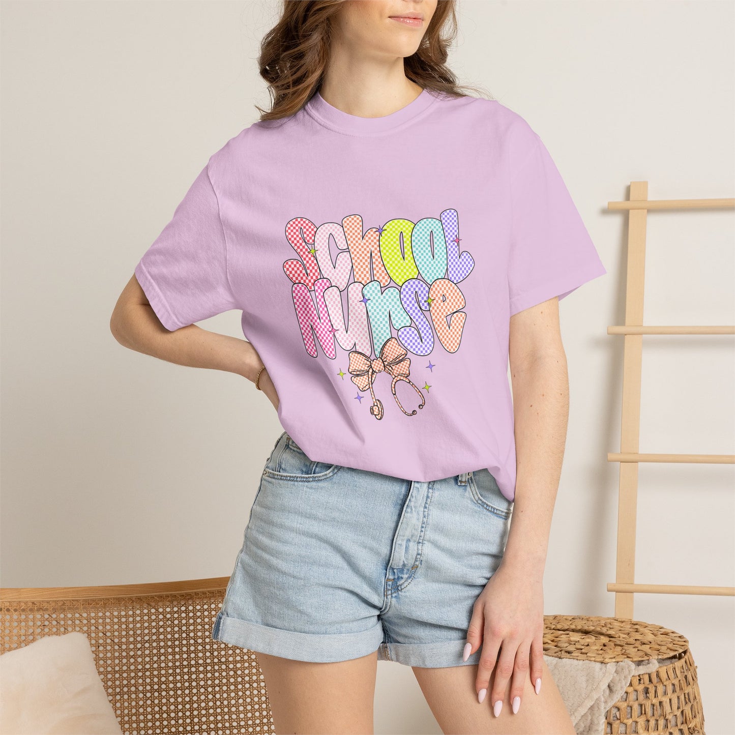 School Nurse T-Shirt — Cute Pastel Stethoscope Graphic Tee
