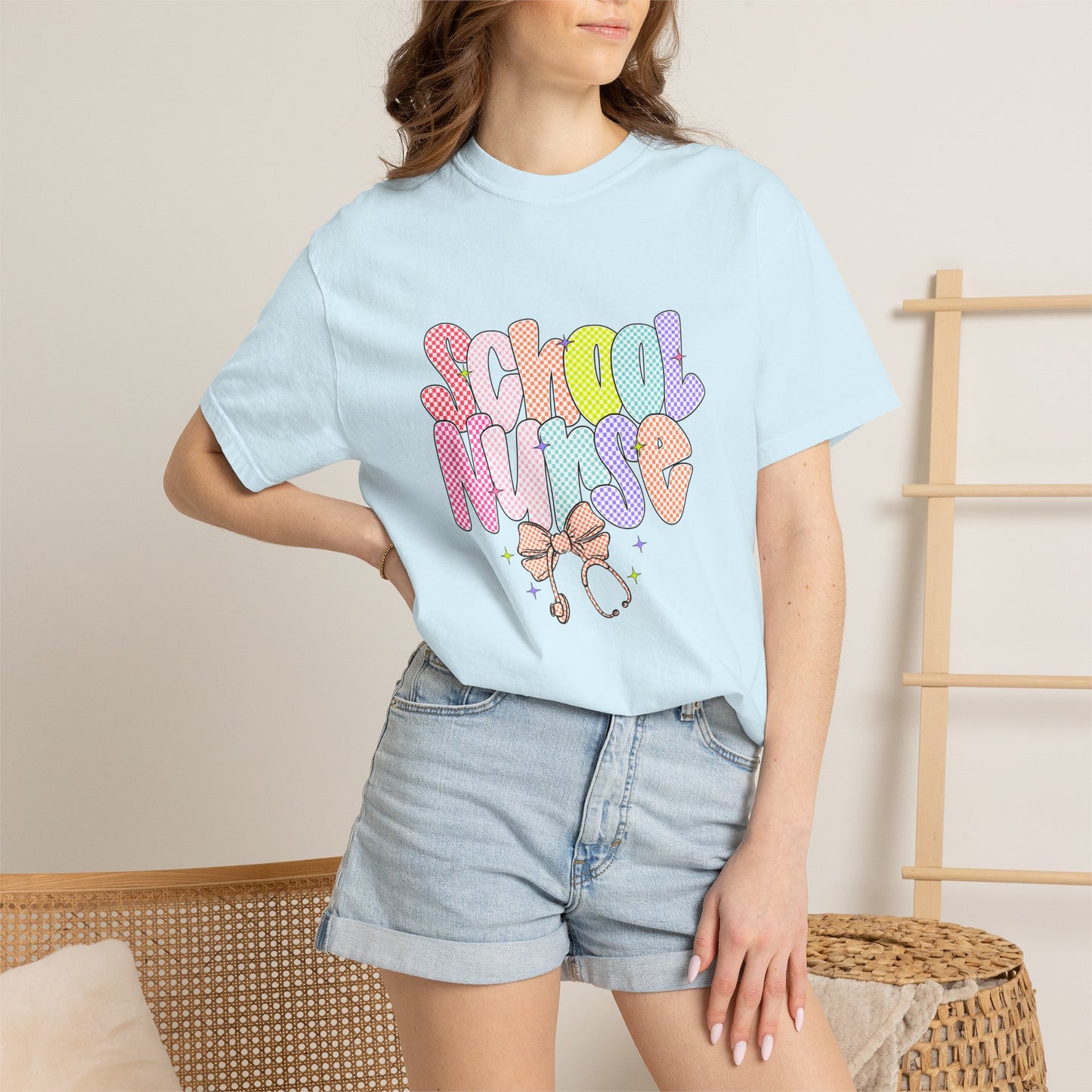 School Nurse T-Shirt — Cute Pastel Stethoscope Graphic Tee