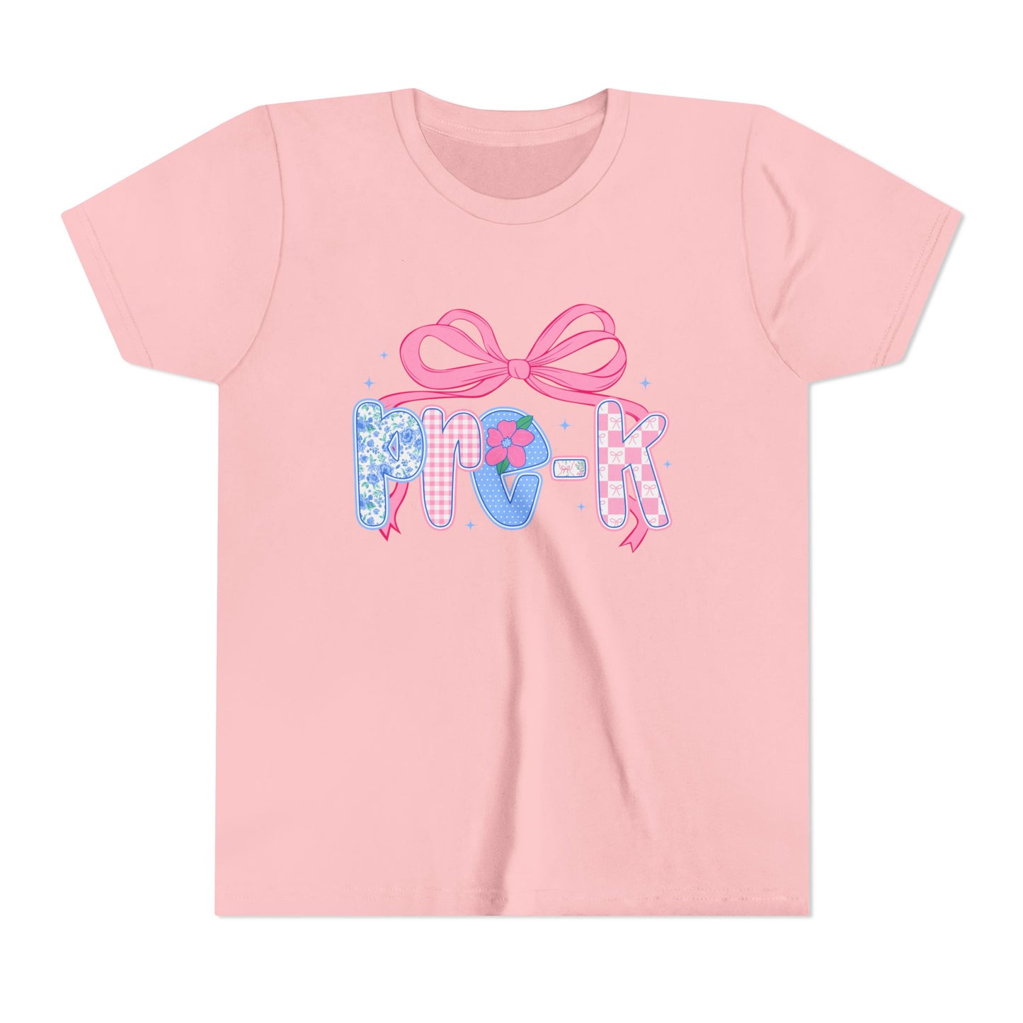 Youth Tee — Pink Bow Pastel Graphic Kids T-Shirt