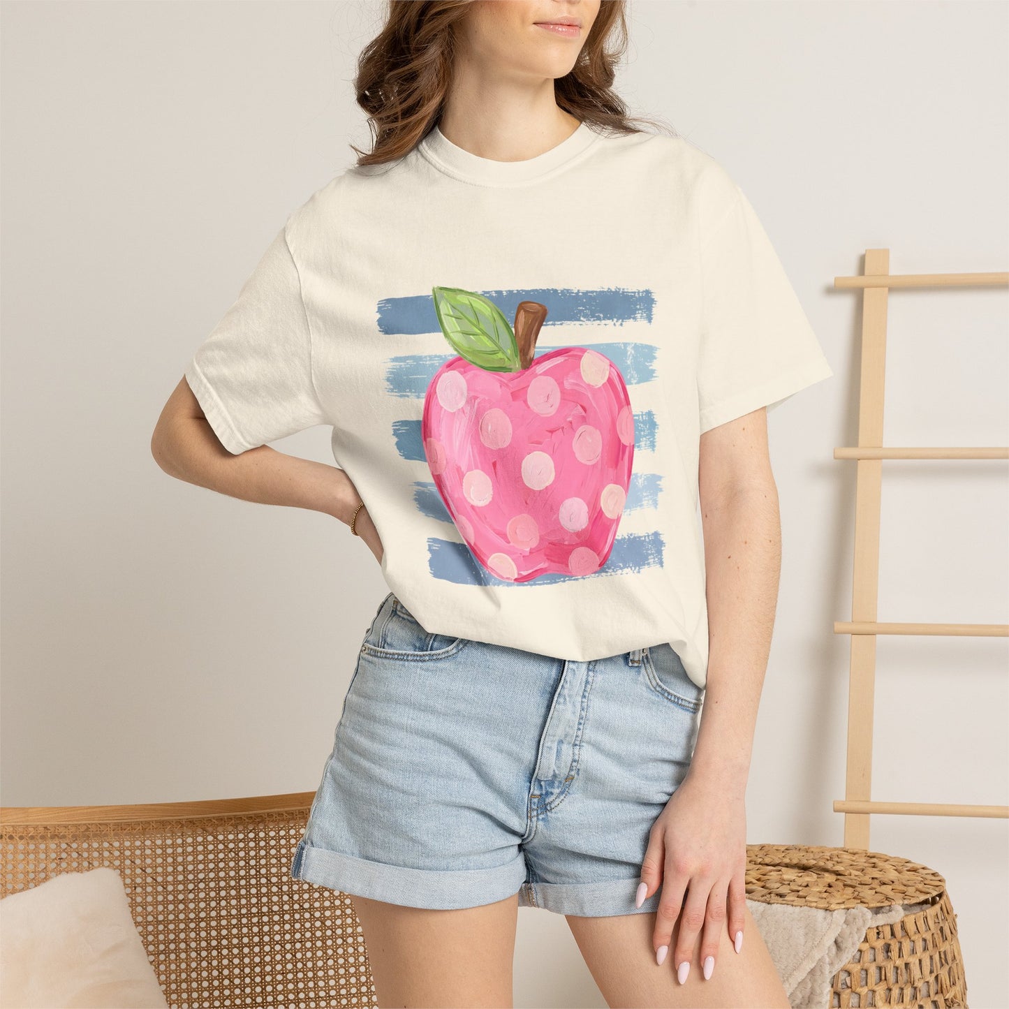 Polka Dot Apple T-Shirt — Whimsical Teacher & Back-to-School Tee