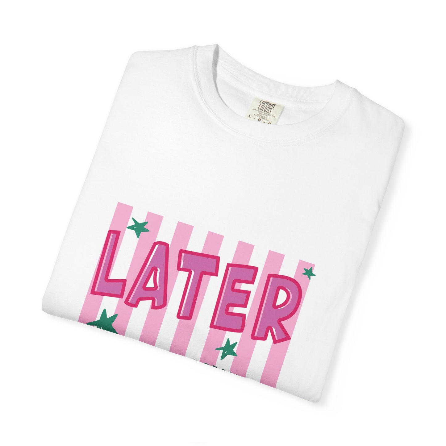 Later While T-Shirt — Retro Pink Striped Alligator Graphic Tee