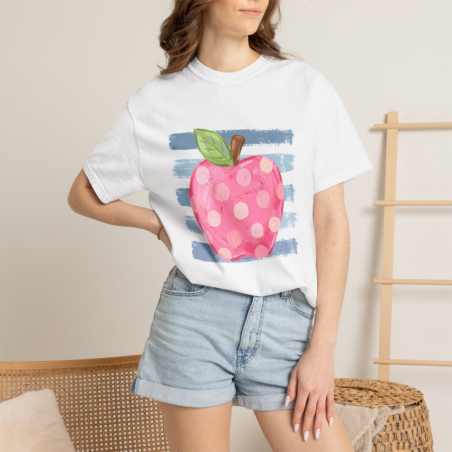 Polka Dot Apple T-Shirt — Whimsical Teacher & Back-to-School Tee